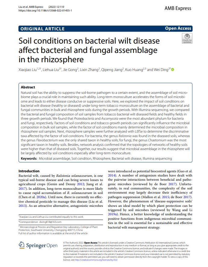 Alleviating Soil Acidification Could Increase Disease Suppression of Bacterial Wilt by Recruiting Potentially Beneficial Rhizobacteria