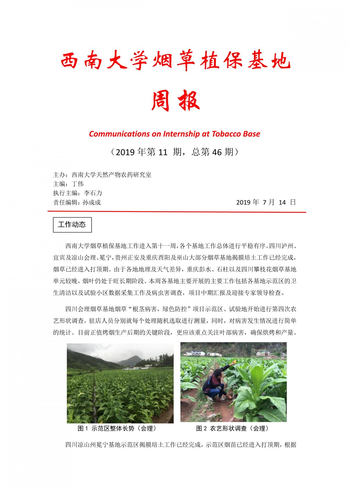 2019年第11期西南大学植保基地周报