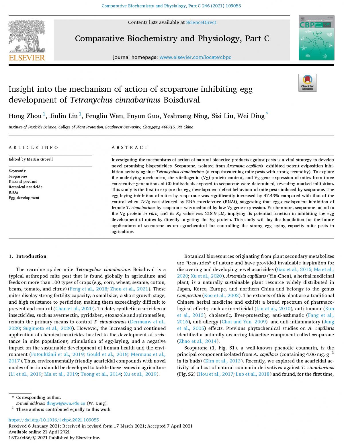 Insight into the mechanism of action of scoparone inhibiting egg development of Tetranychus cinnabarinus Boisduval.jpg